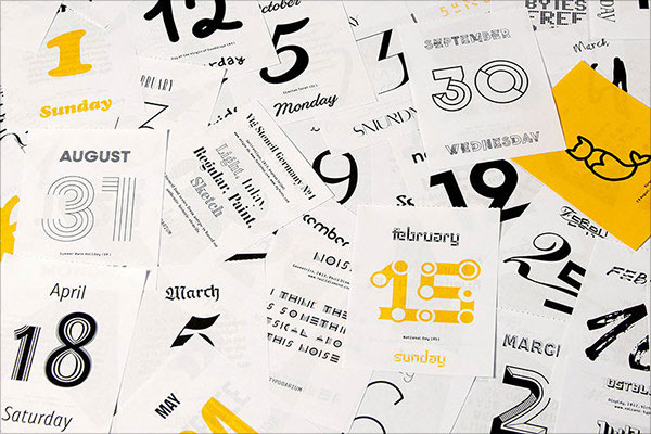 Typography Calendar 2015